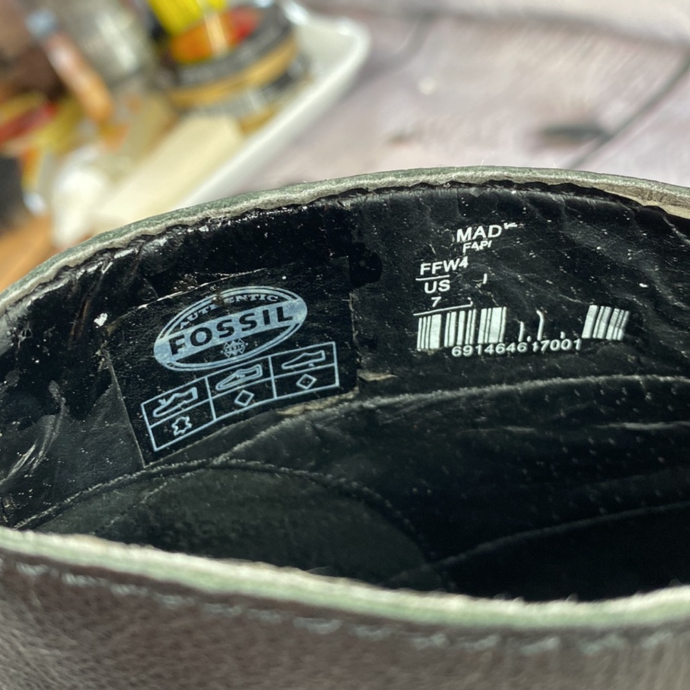 FOSSIL Black Leather & Suede Back Zip Up High Heels - Picture 12 of 17